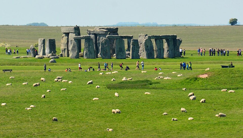 Stonehenge ancient monument viewed from the A303, Amesbury
