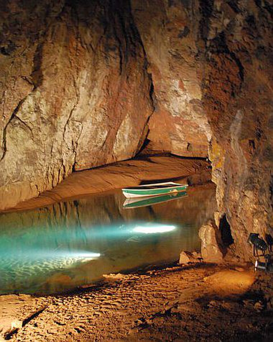 Wookey Hole Caves illuminated limestone chambers, Somerset