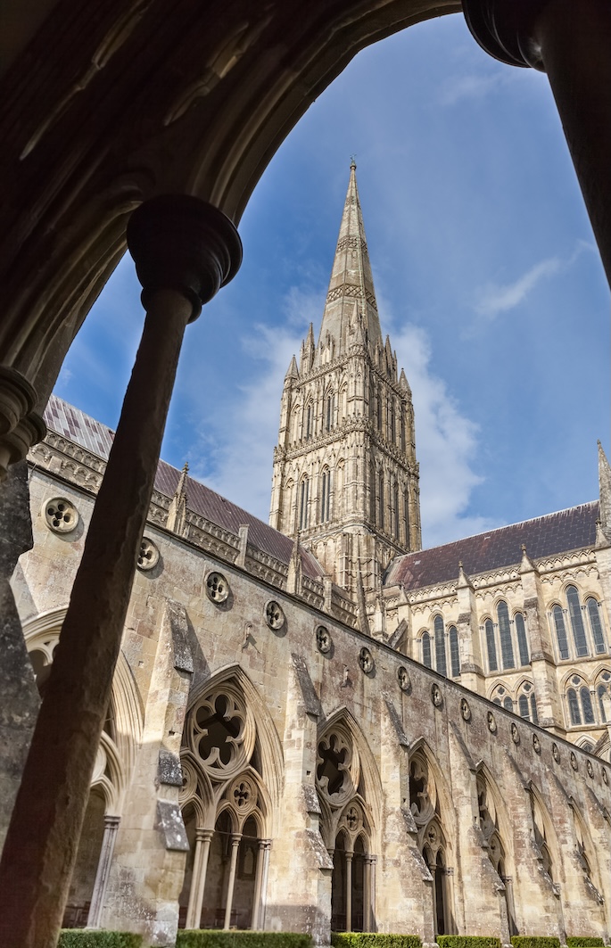 Salisbury Cathedral interior, tallest spire in Britain
