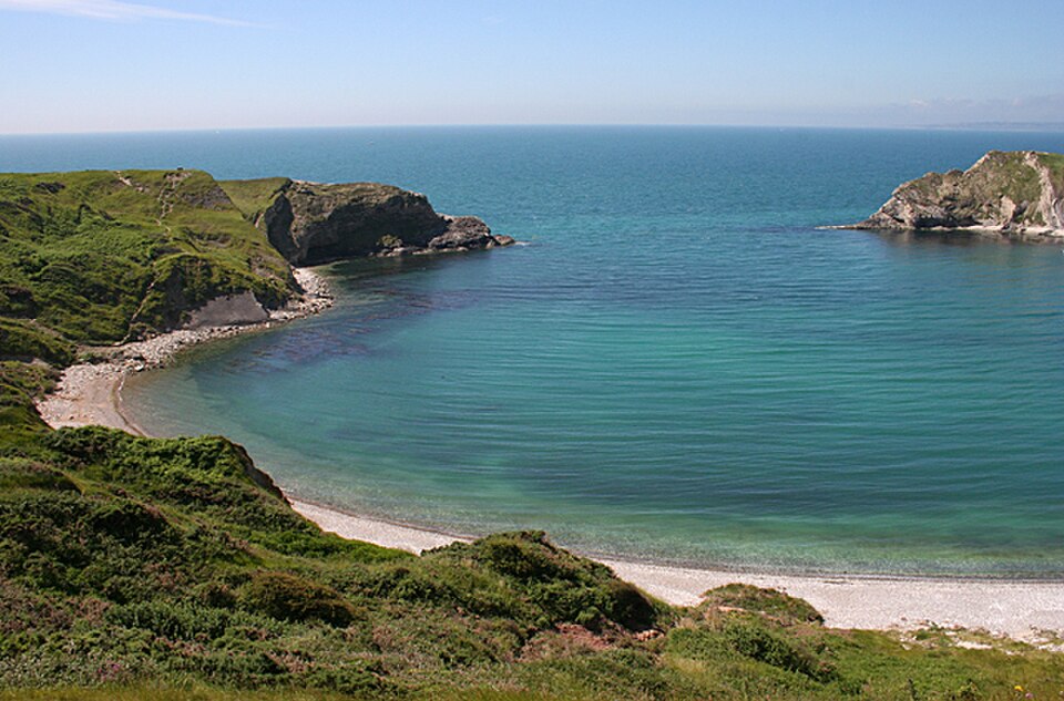 Lulworth Cove shell-shaped bay on the Jurassic Coast, Dorset